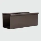 A box gutter, seen from the end. The trough is square.